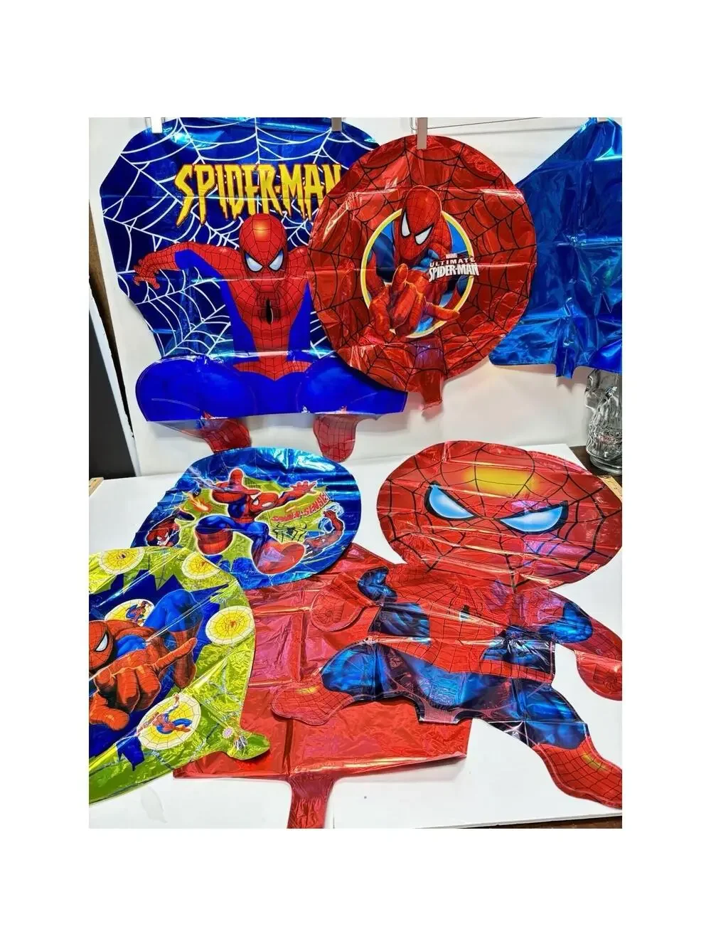 7pc Set Spiderman Foil Balloons - Birthday Party Decoration Superhero Theme